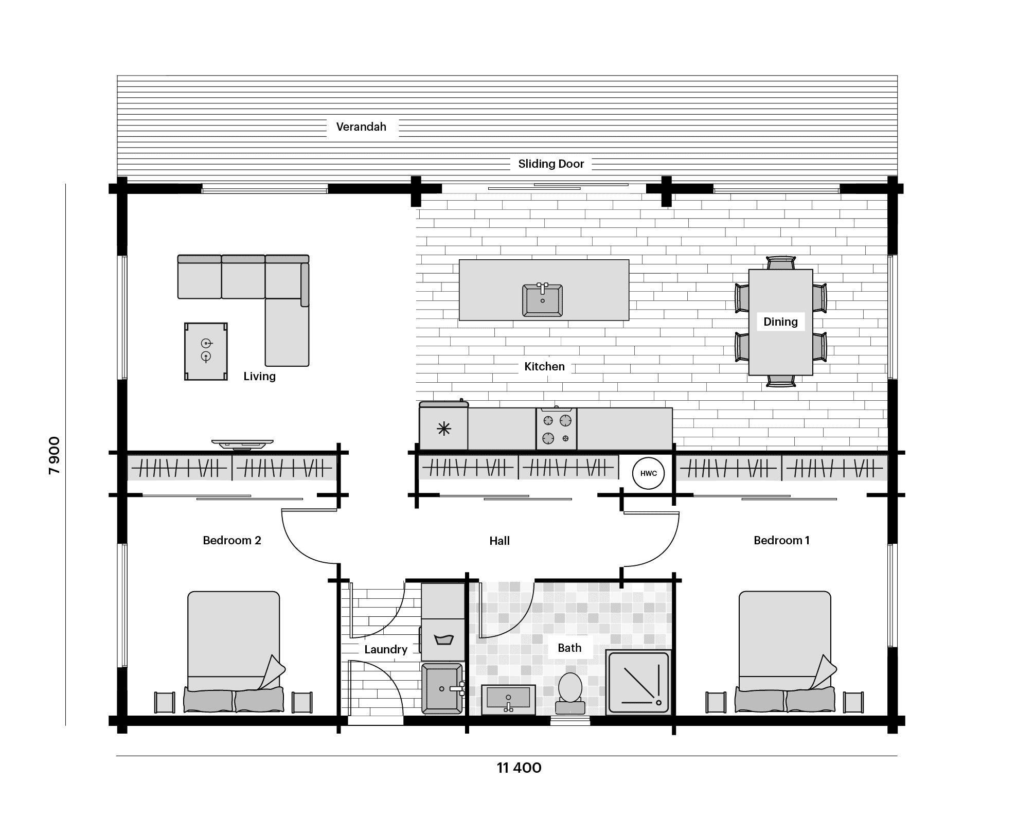 House Plan 2 Bedrooms 90sqm Home Fantail Bach Or Holiday Home