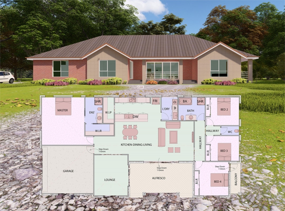 HOUSE PLAN 201024 Single Story House 4 Bedrooms 2 5 Bathrooms Pdf Floor Plan Instant Download CUSTOM Plans Service Etsy