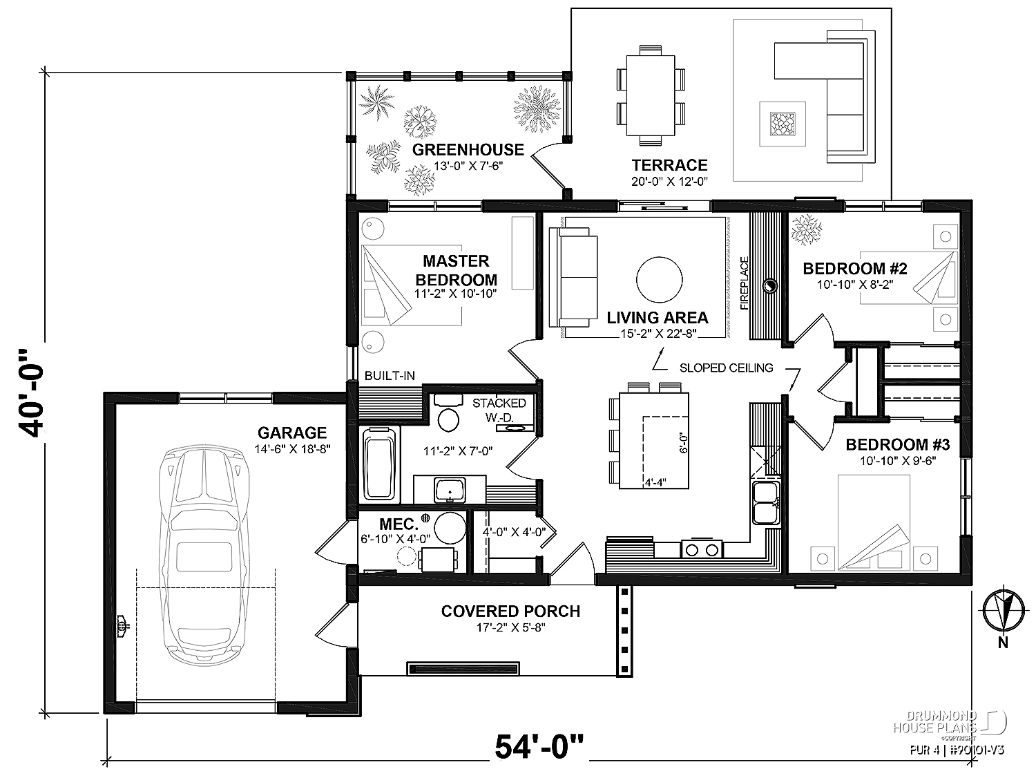 House Plan 3 Bedrooms 1 Bathrooms Garage 90101 V3 Drummond House Plans
