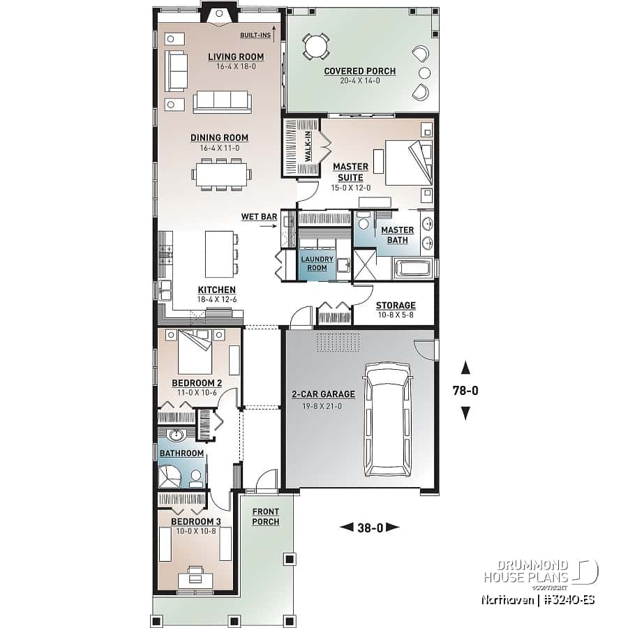 House Plan 3 Bedrooms 2 Bathrooms Garage 3240 ES Drummond House Plans House Plan 3 Bedrooms 2 Bathrooms Garage 3240 ES Drummond House Plans