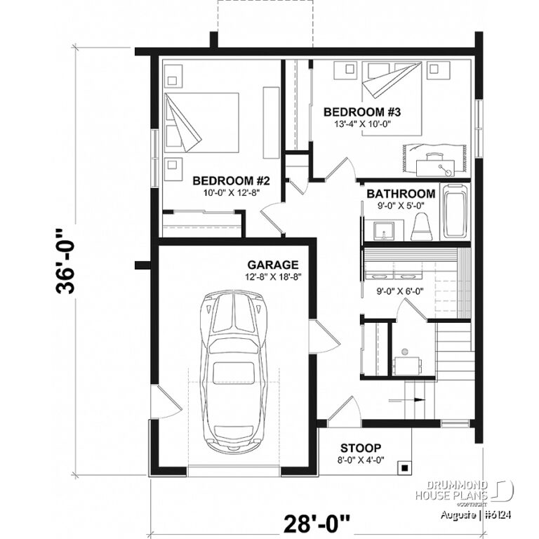 House Plan 3 Bedrooms 2 Bathrooms Garage 6124 Drummond House Plans
