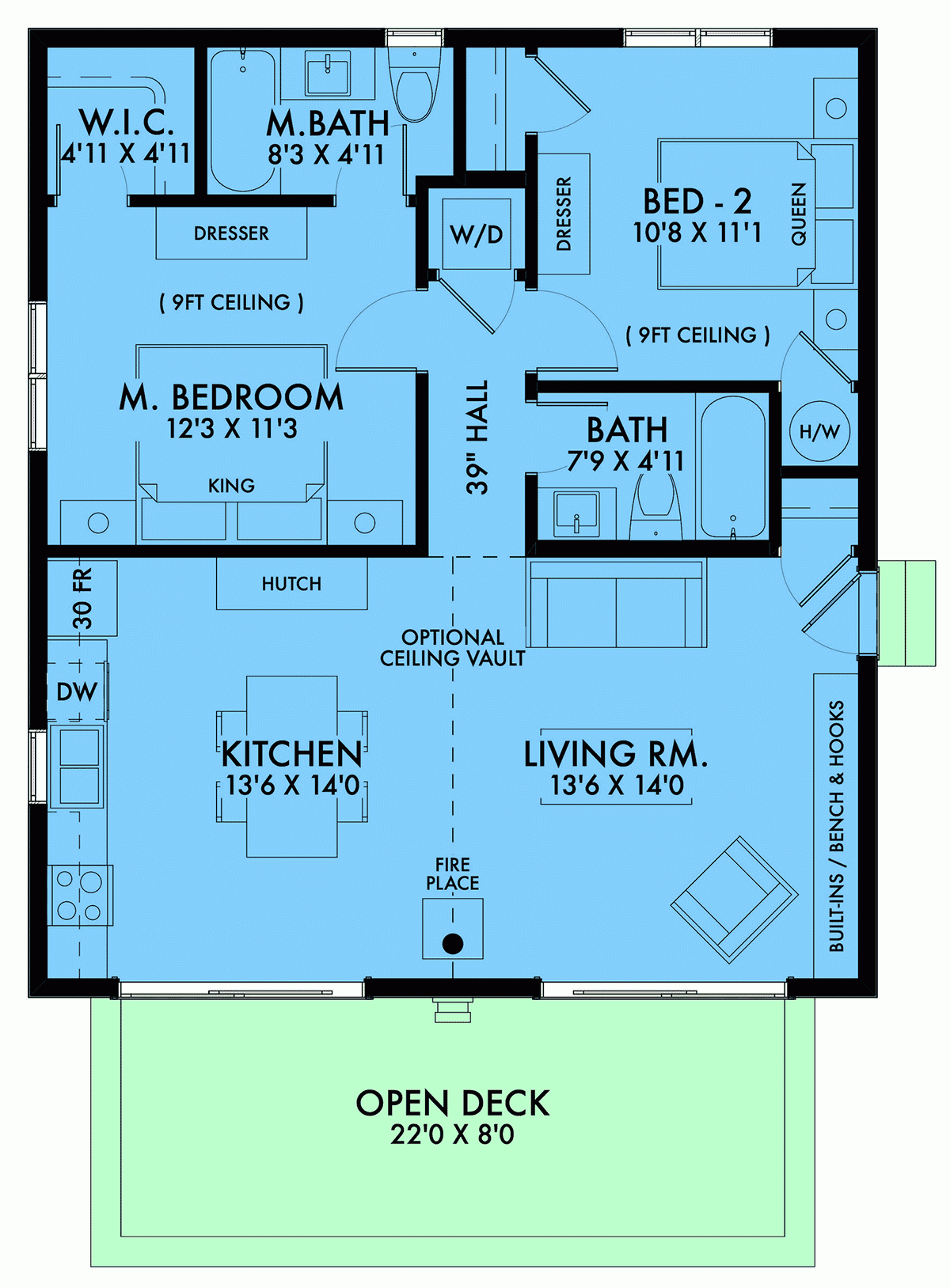 House Plan 42916 Ranch Style With 896 Sq Ft 2 Bed 2 Bath
