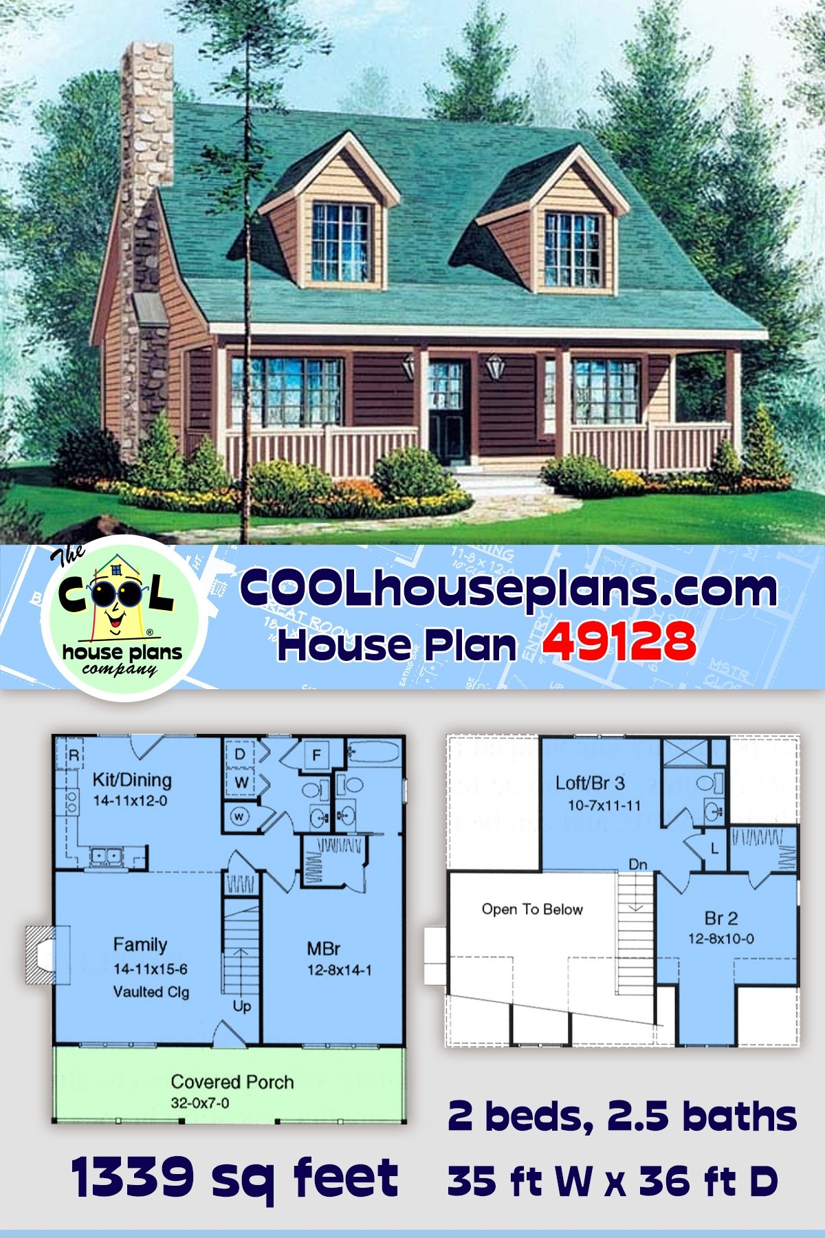 House Plan 49128 Country Style With 1339 Sq Ft 2 Bed 2 Bath House Plan 49128 Country Style With 1339 Sq Ft 2 Bed 2 Bath