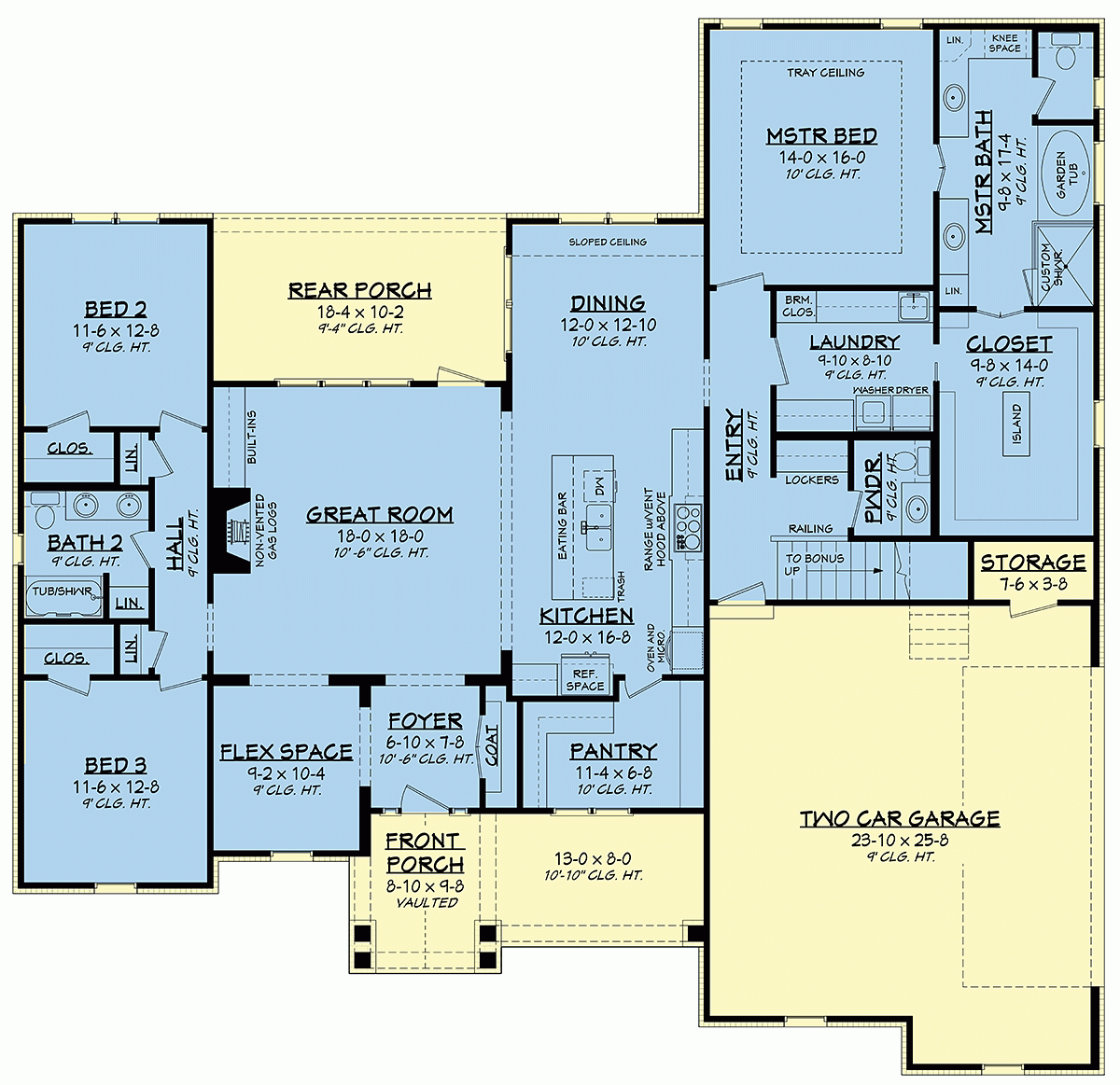 House Plan 51992 New American Style With 2358 Sq Ft 3 Bed 2 B