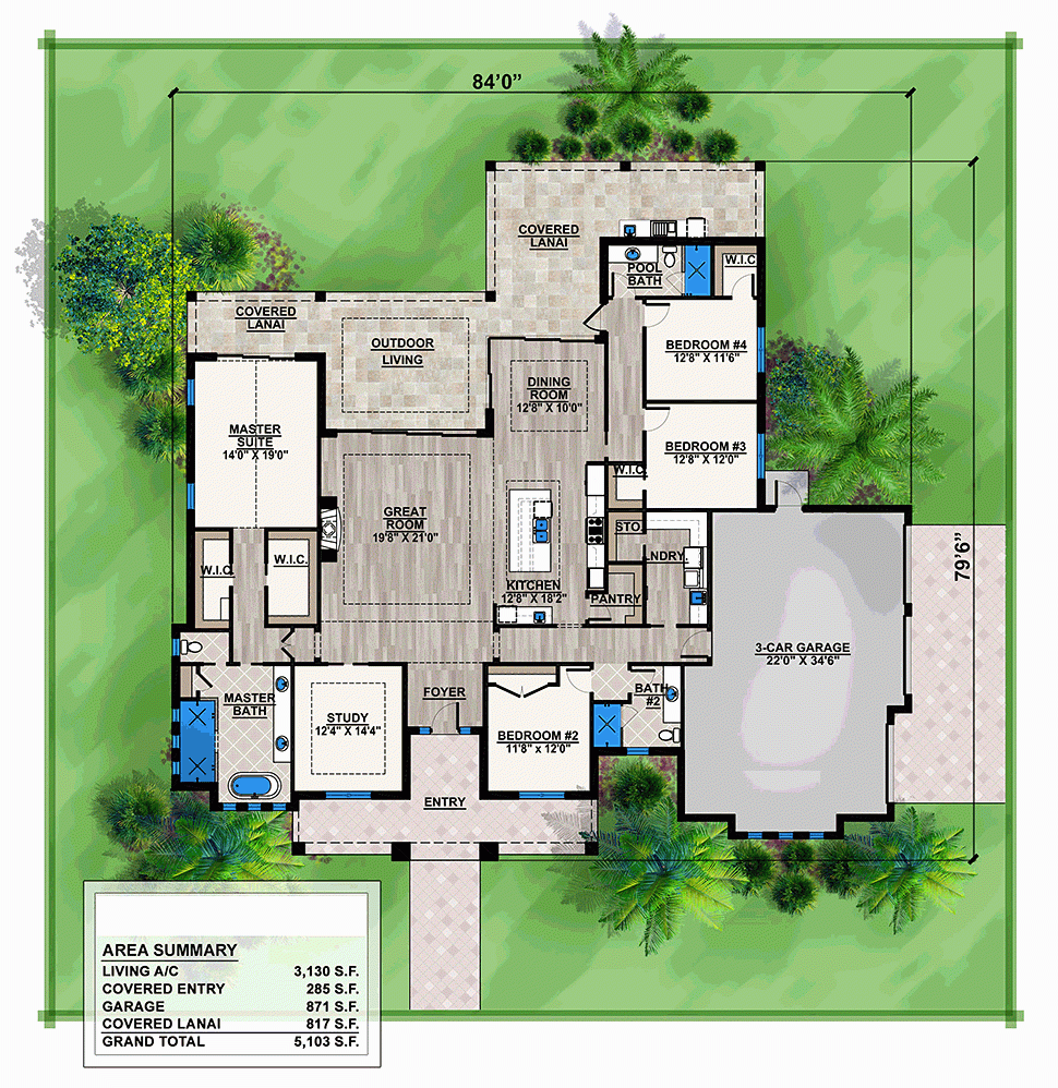 House Plan 52946 Florida Style With 3130 Sq Ft 4 Bed 3 Bath House Plan 52946 Florida Style With 3130 Sq Ft 4 Bed 3 Bath