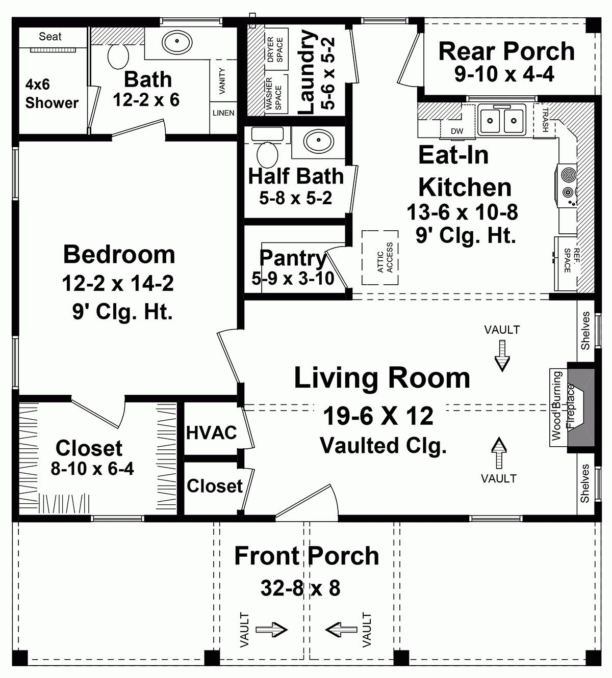 House Plan 60112 Ranch Style With 872 Sq Ft 1 Bed 1 Bath 1 H