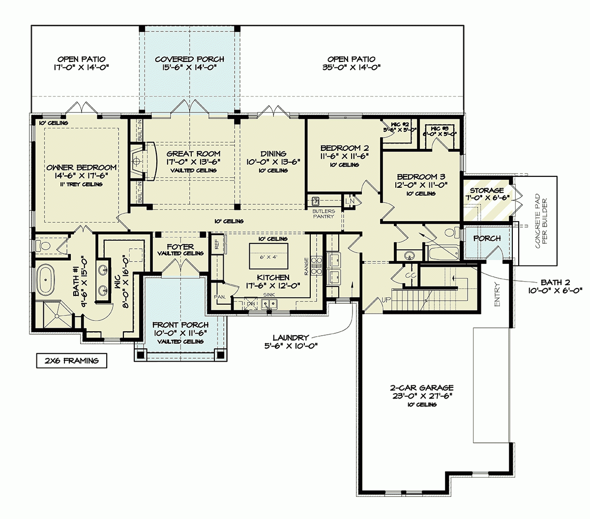 House Plan 72268 New American Style With 2091 Sq Ft 3 Bed 2 B