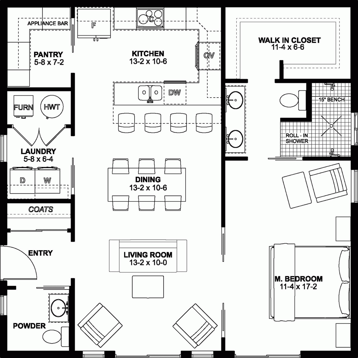 House Plan 80508 Ranch Style With 1024 Sq Ft 1 Bed 1 Bath 1
