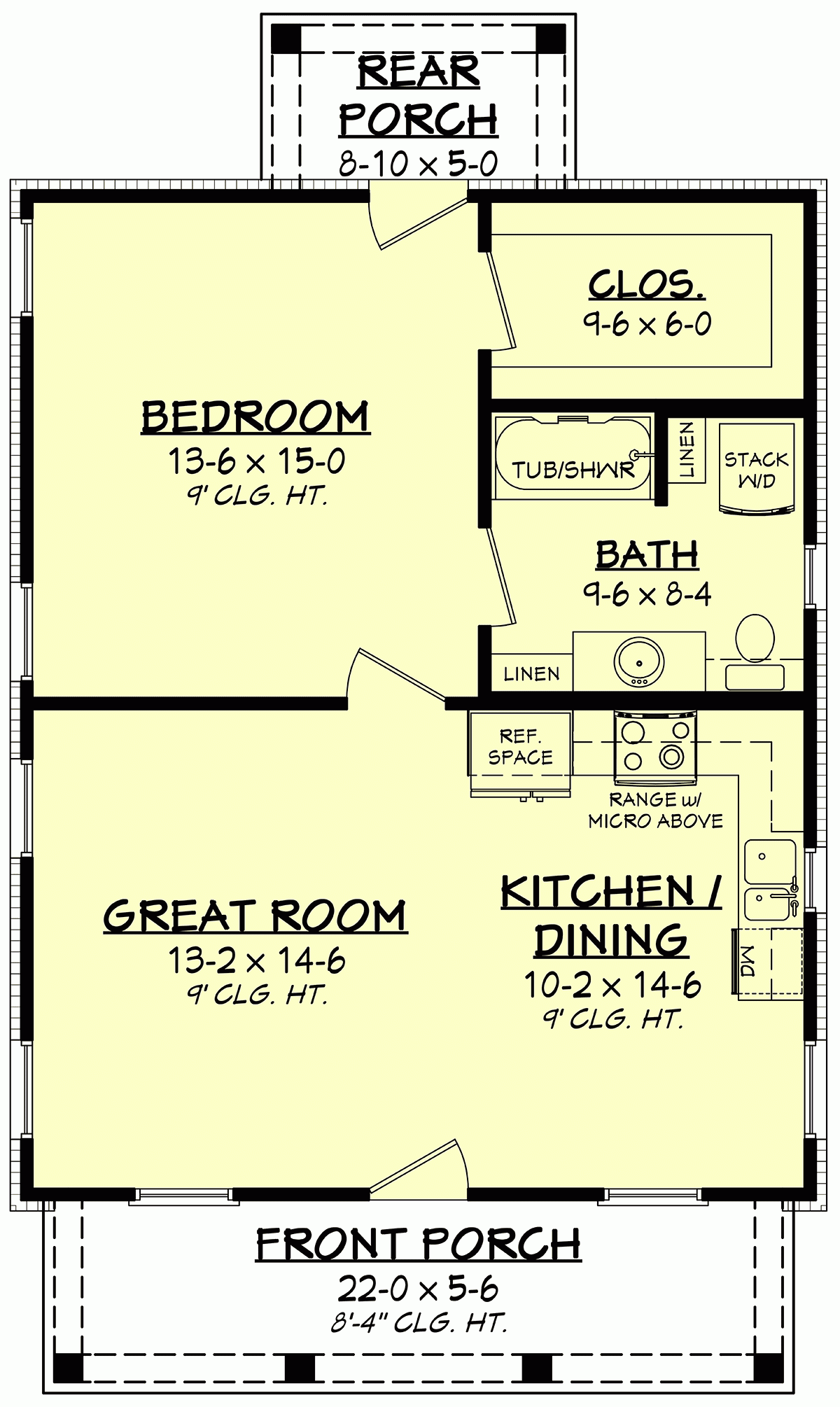 House Plan 80829 Traditional Style With 732 Sq Ft 1 Bed 1 Bat