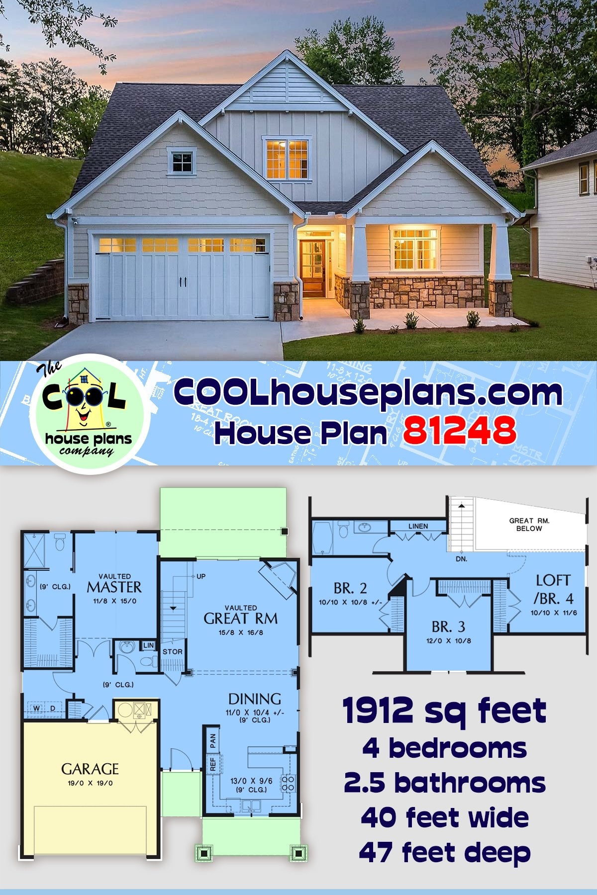 House Plan 81248 New American Style With 1912 Sq Ft 4 Bed 2 B House Plan 81248 New American Style With 1912 Sq Ft 4 Bed 2 B