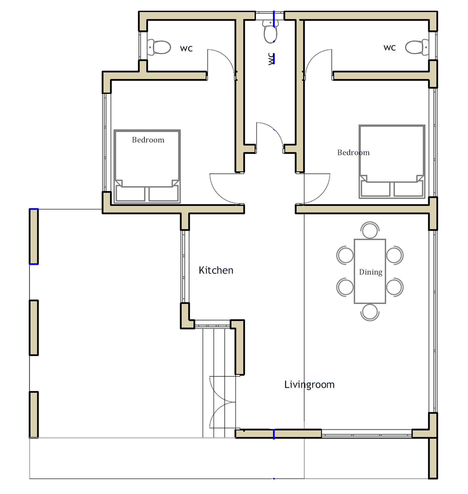 House Plan ID 19470 2 Bedrooms With 3144 1166 Bricks And 0 Corrugates
