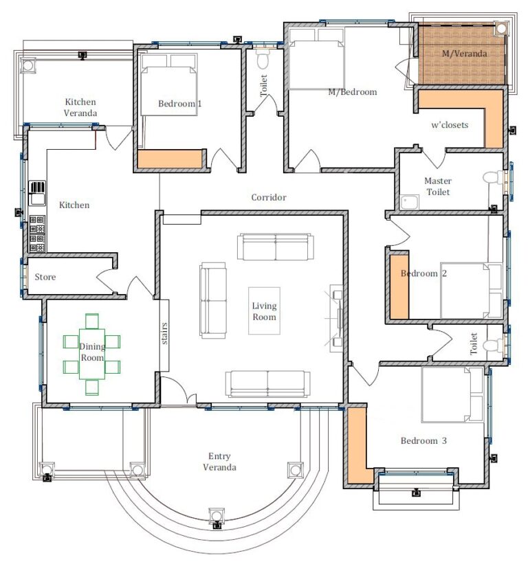 House Plan ID 21763 4 Bedrooms With 4153 2065 Bricks And 160 Corrugates