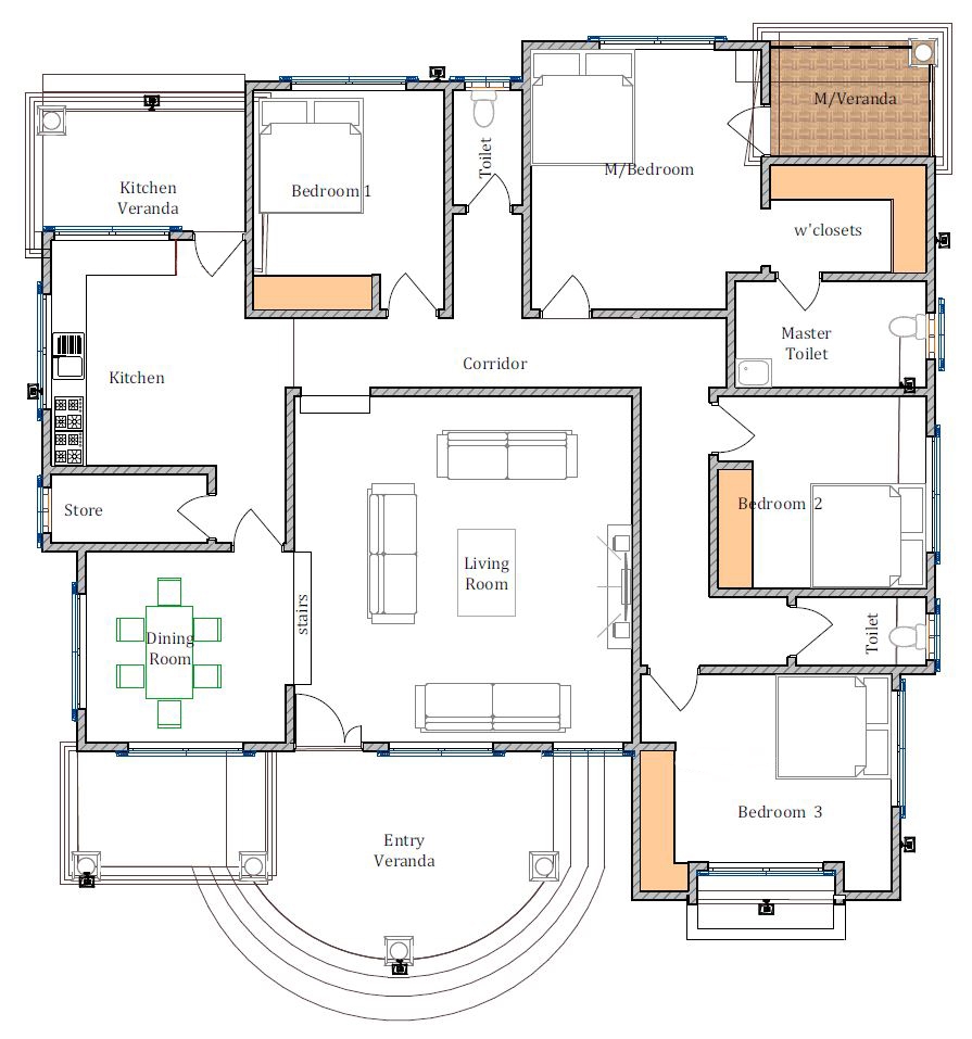 House Plan ID 21763 4 Bedrooms With 4153 2065 Bricks And 160 Corrugates House Plan ID 21763 4 Bedrooms With 4153 2065 Bricks And 160 Corrugates