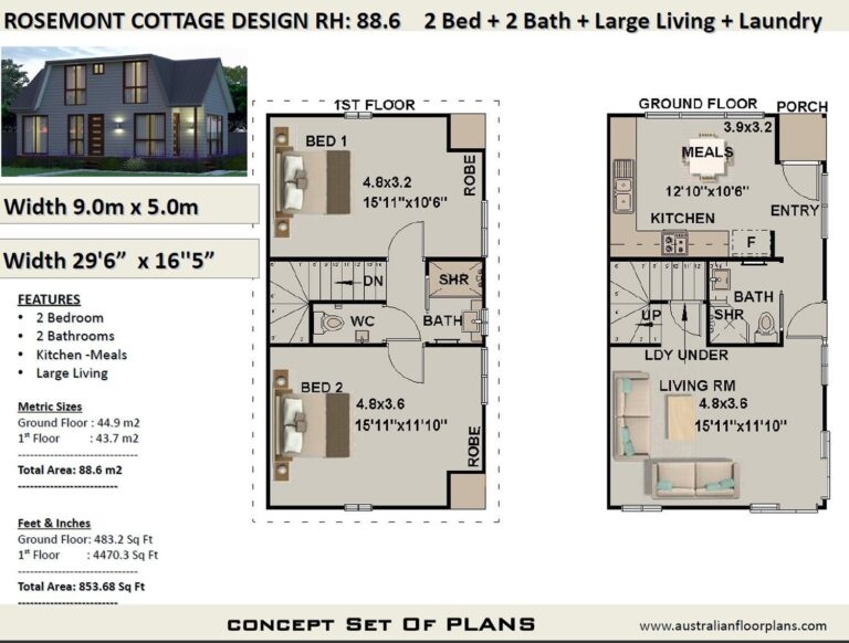 House Plans 2 Bedroom House Plan Cottage 2 Bed Cottage House Plan Small 2 Level Home House Plans For Sale Barndominium House Plans Etsy