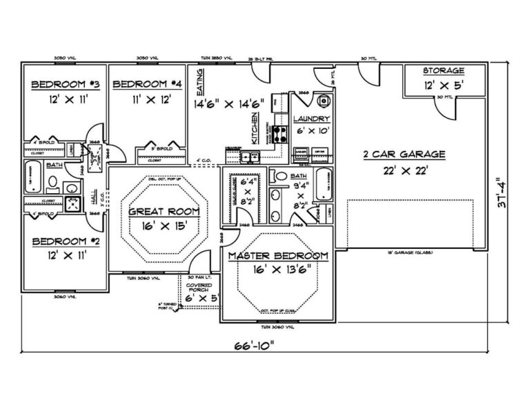 House Plans PDFs For 1500 Sq Ft 4 Bedroom House