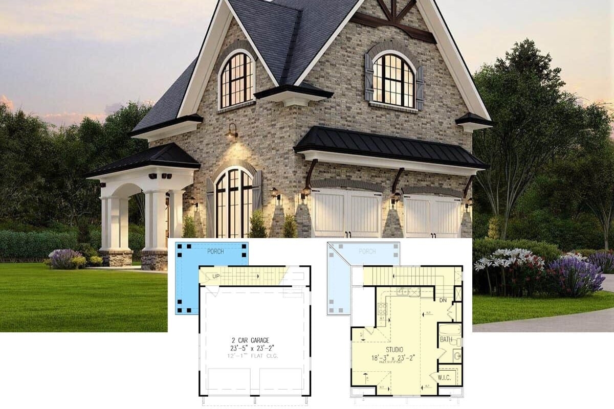 Introducing This Stylish European Style Carriage Home With Upper Apartment Floor Plan 