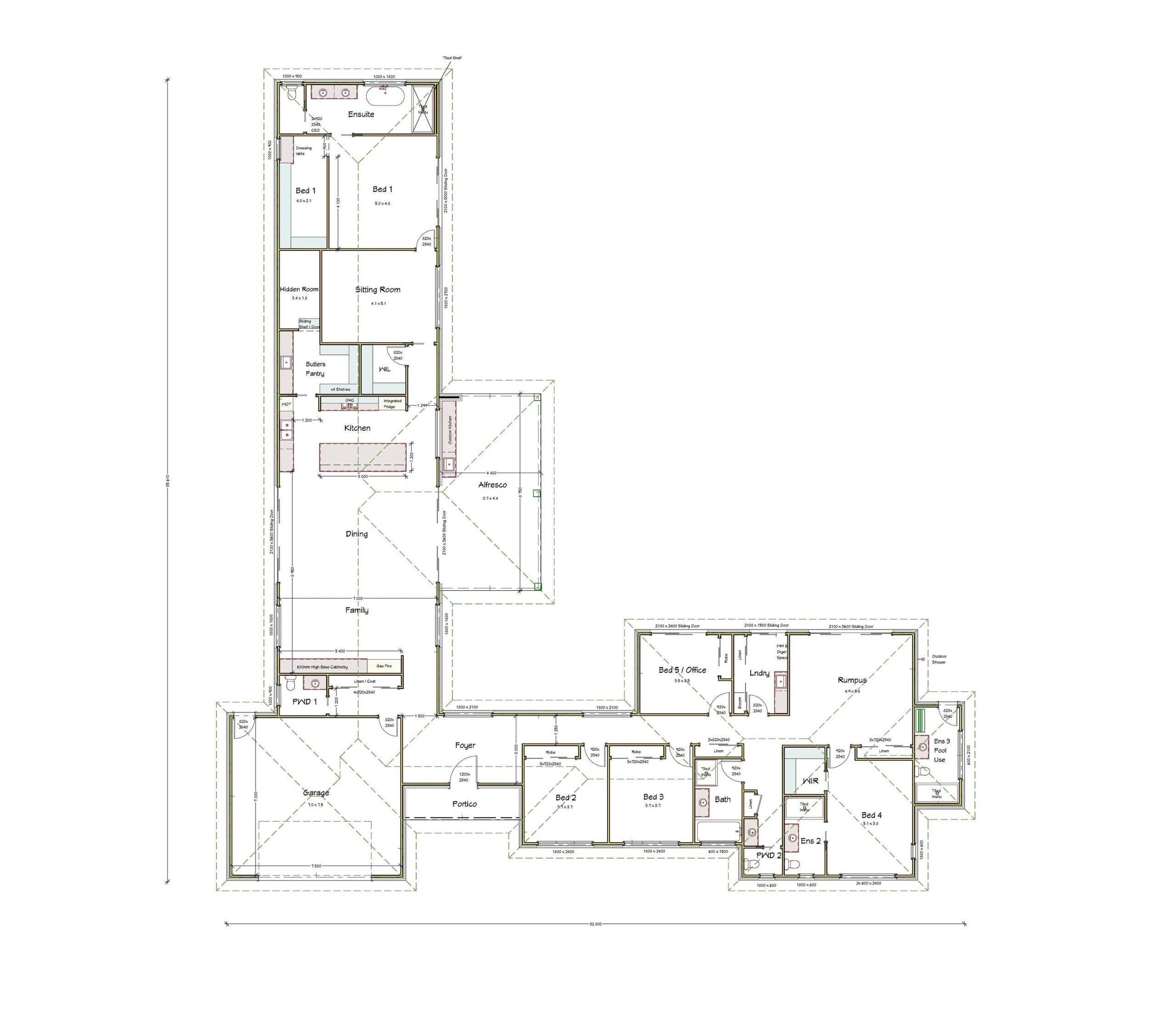 L Shaped Home Courtyard Home Villa Resort Style House Plan Hidden Room
