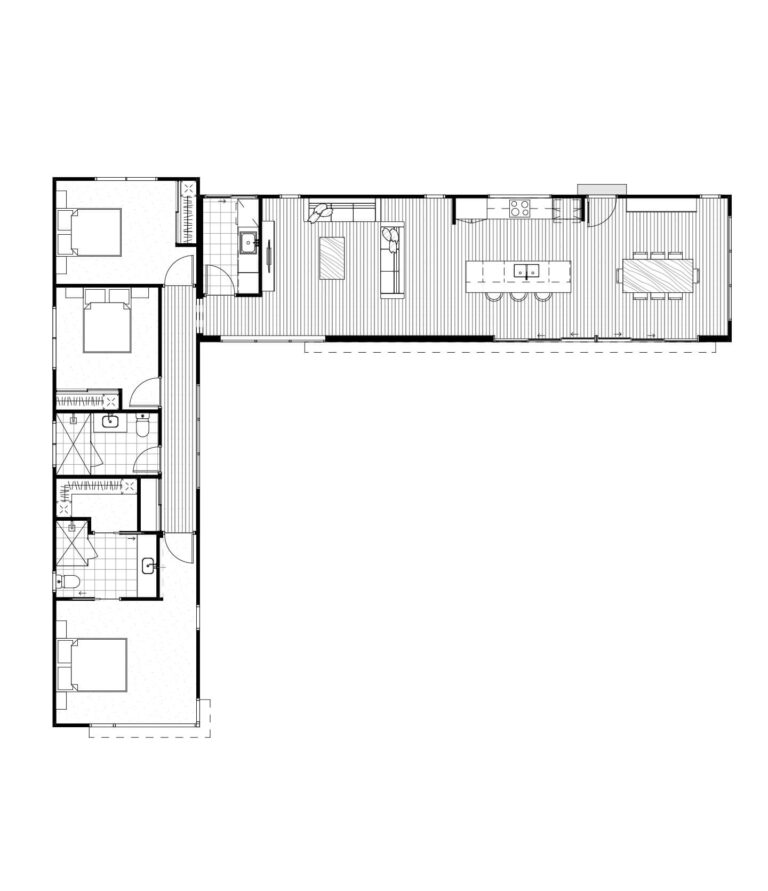 L Shaped House Plan 3 Bedroom Design
