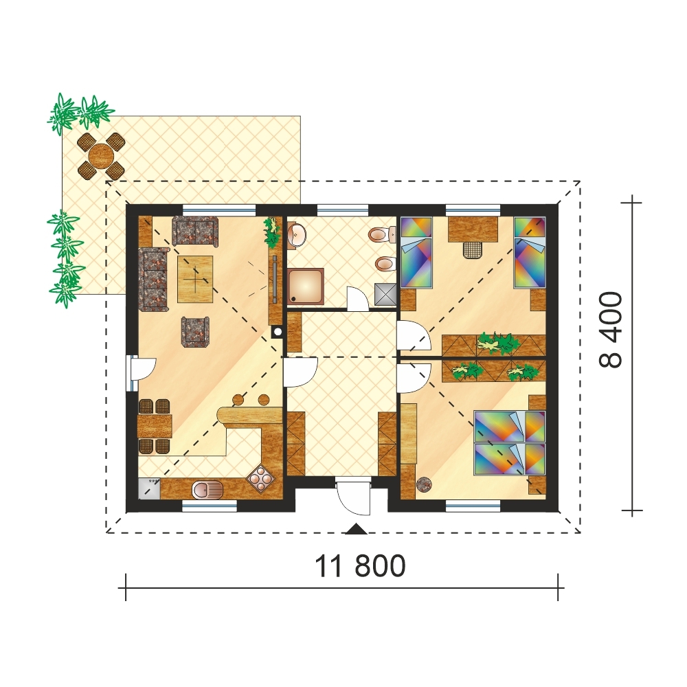 Large Two bedroom Bungalow Ceramic Houses Large Two bedroom Bungalow Ceramic Houses