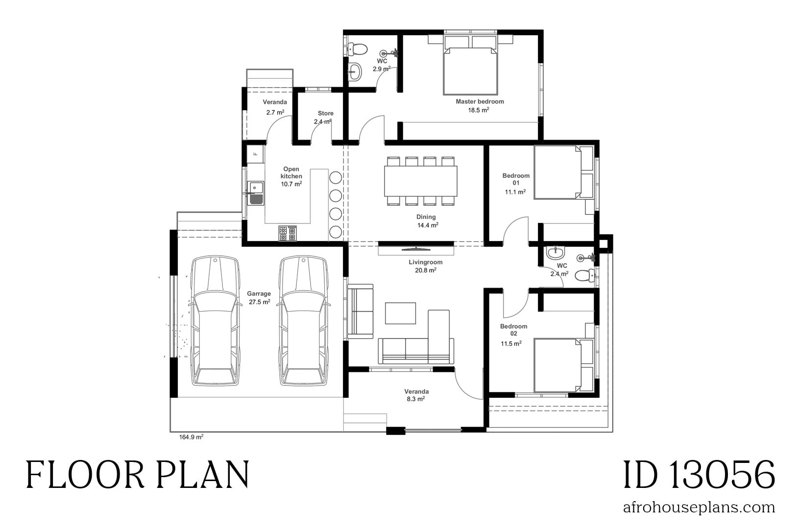 Low Budget Modern 3 Bedroom House Design 13056 AfrohousePlans Low Budget Modern 3 Bedroom House Design 13056 AfrohousePlans