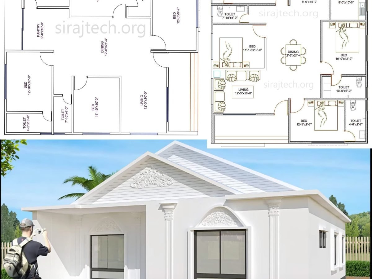Low Cost Simple 4 Bedroom House Plans SIRAJ TECH