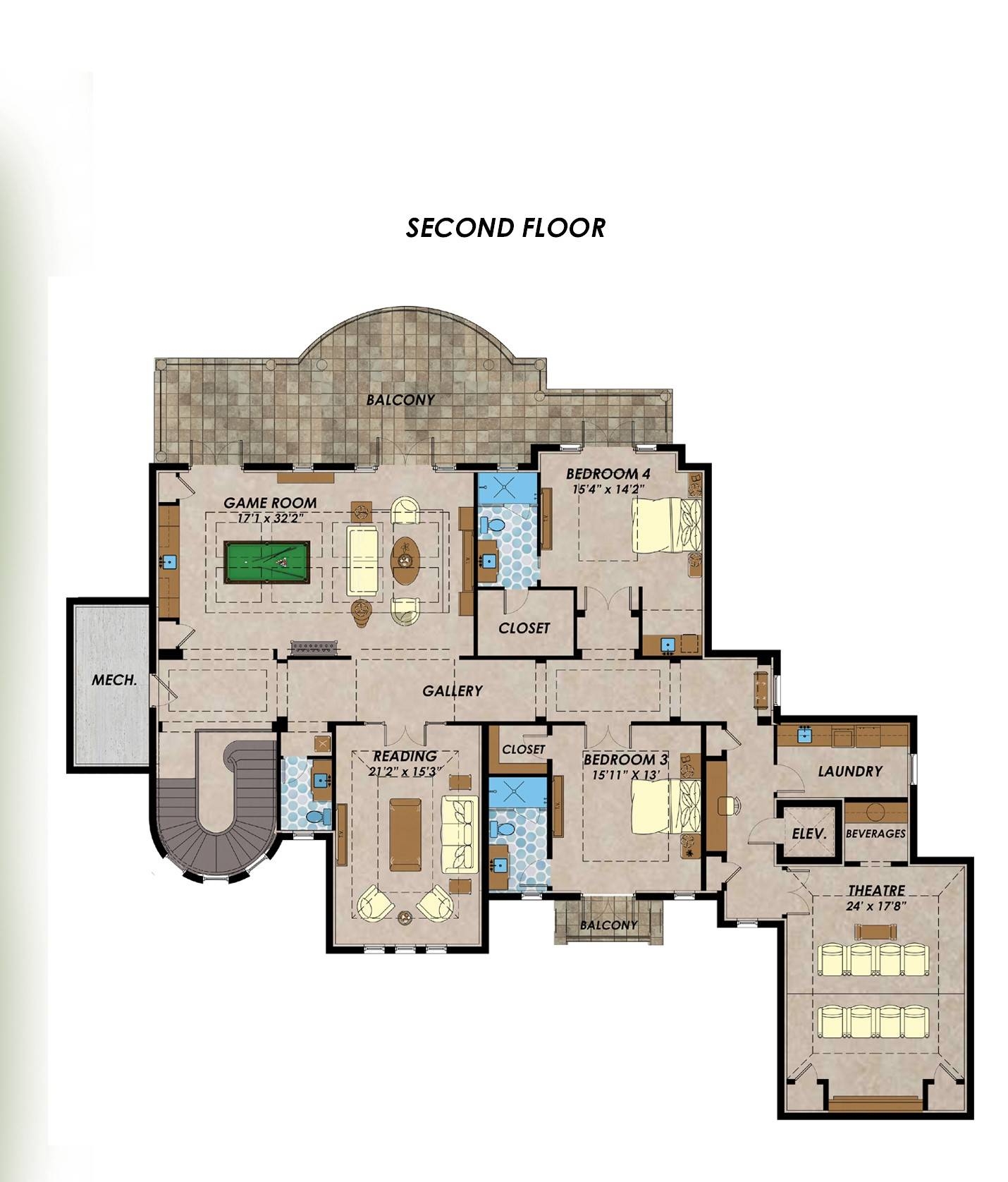 Two-Bedroom Mediterranean House Plan
