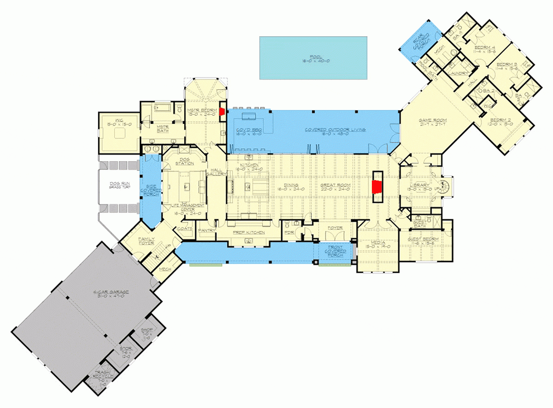 Luxury Modern Farmhouse Plan With 5 Beds And 4 Car Garage 8300 Sq Ft Floor Plan Luxe Dreamer