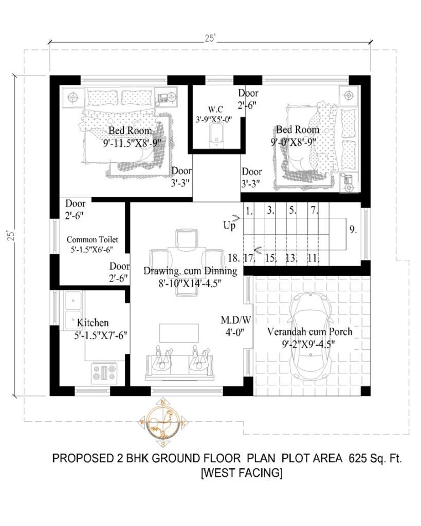 25x25 House Plans 2 Bedroom 25x25 House Plans 2 Bedroom