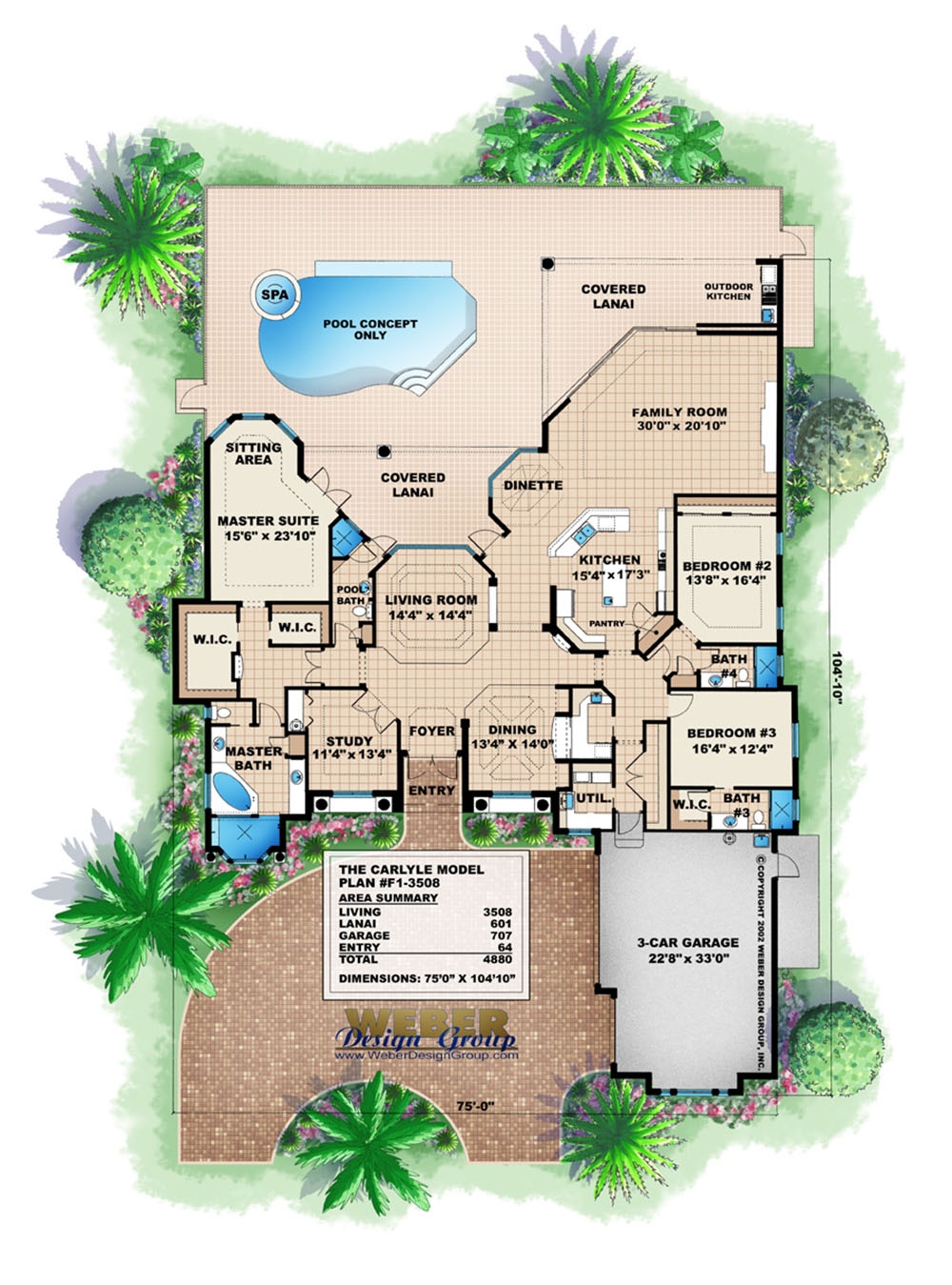 Mediterranean House Plan 1 Story Mediterranean Floor Plan With Pool