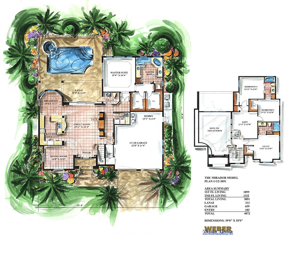 Mediterranean House Plan 2 Story Narrow Lot Home Floor Plan
