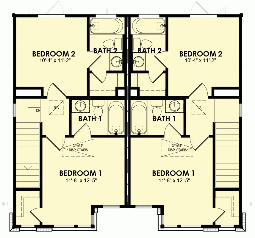 Modern Duplex House Plan With 950 Square Foot Units With Roommate Style Upstairs Layout Floor Plan Luxe Dreamer Modern Duplex House Plan With 950 Square Foot Units With Roommate Style Upstairs Layout Floor Plan Luxe Dreamer