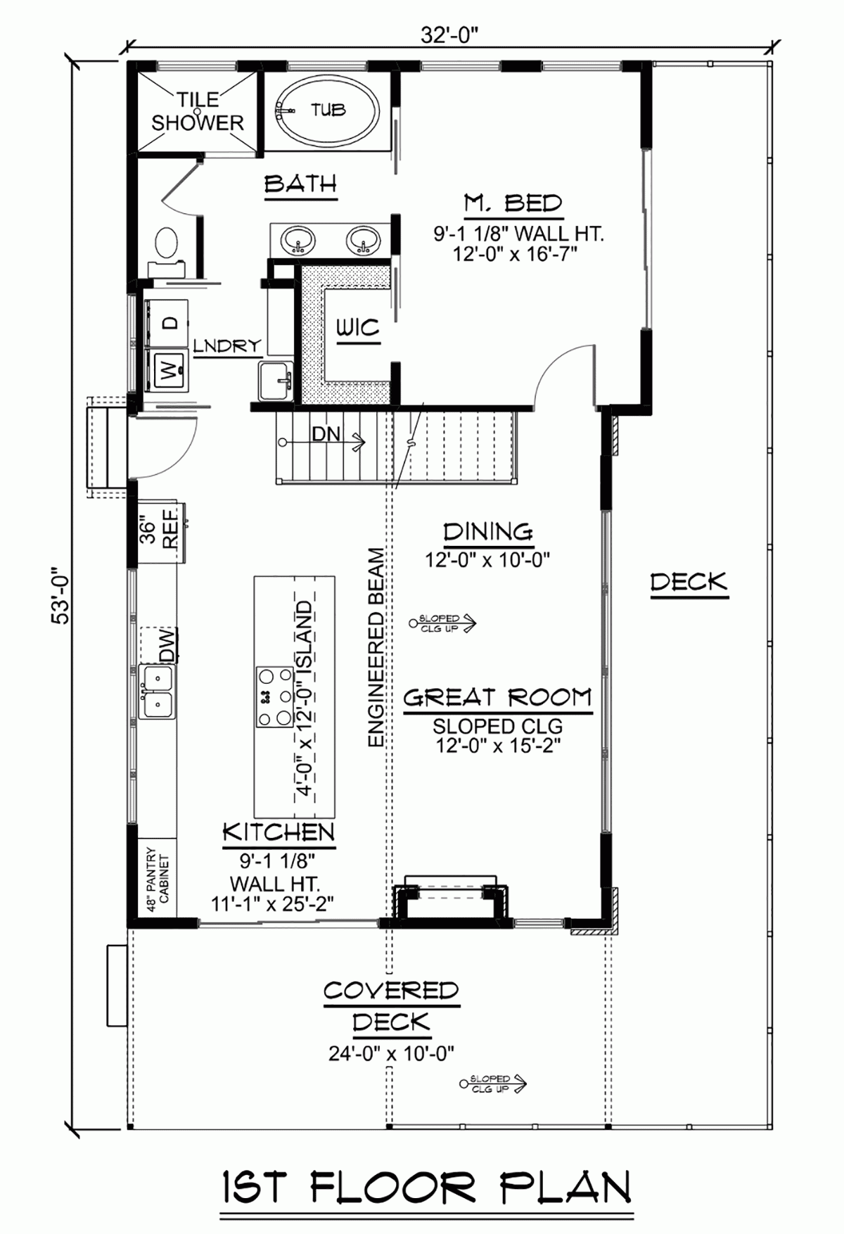 Modern Style House Plan 43957 With 1 Bed 1 Bath