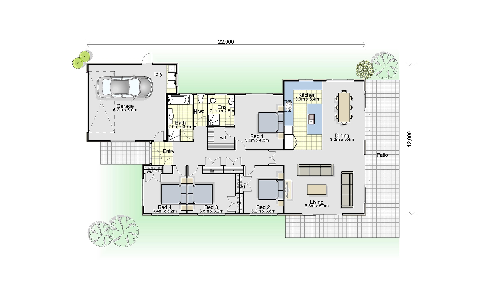 Muriwai House Plan 4 Bedroom Single Level House 209m2 
