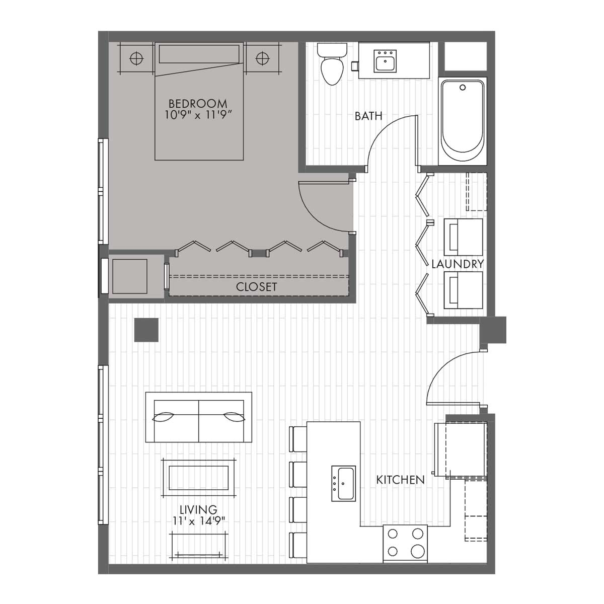 One Bedroom Apartment Home Style 1A ADA Vantage On The Park