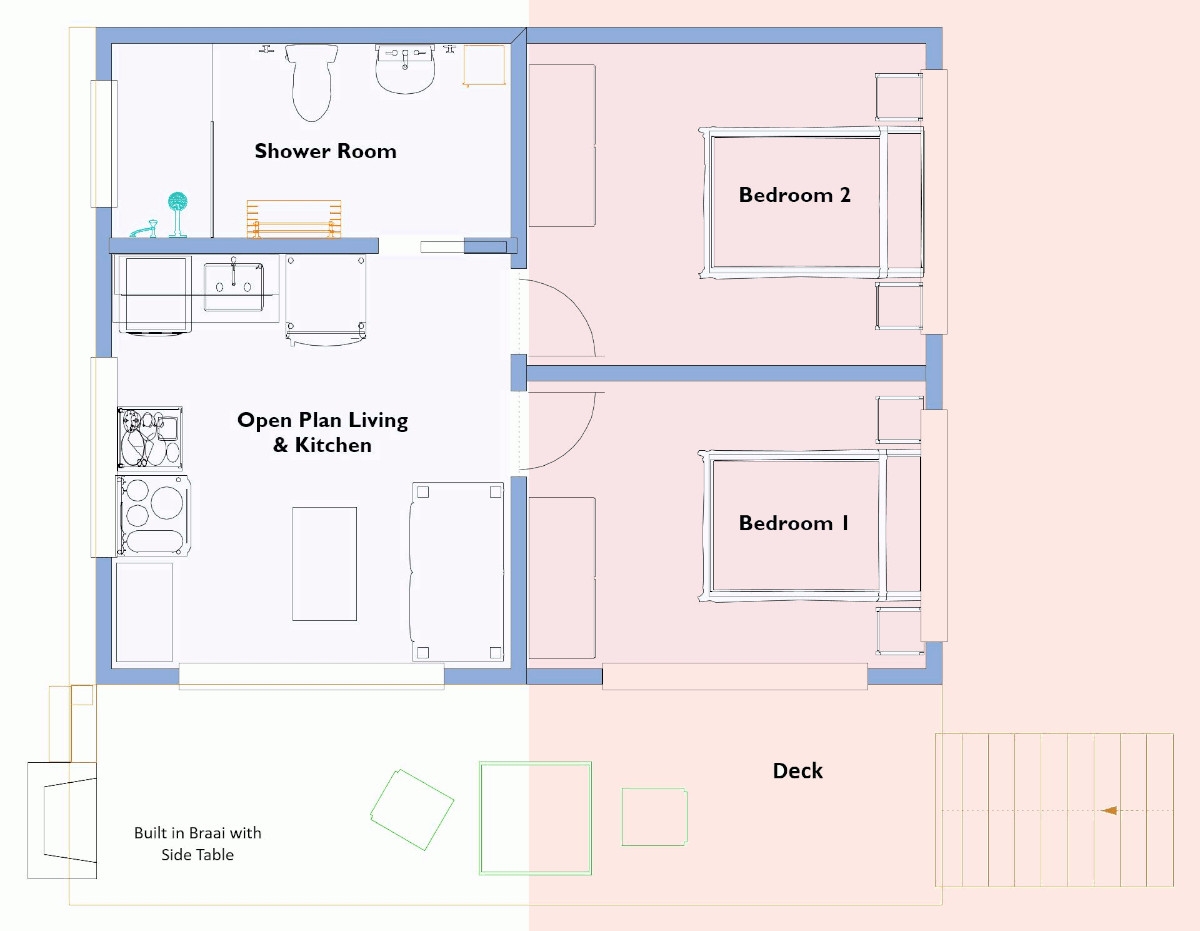 One Bedroom Cabin Floor Plan Designed For Resorts One Bedroom Cabin Floor Plan Designed For Resorts