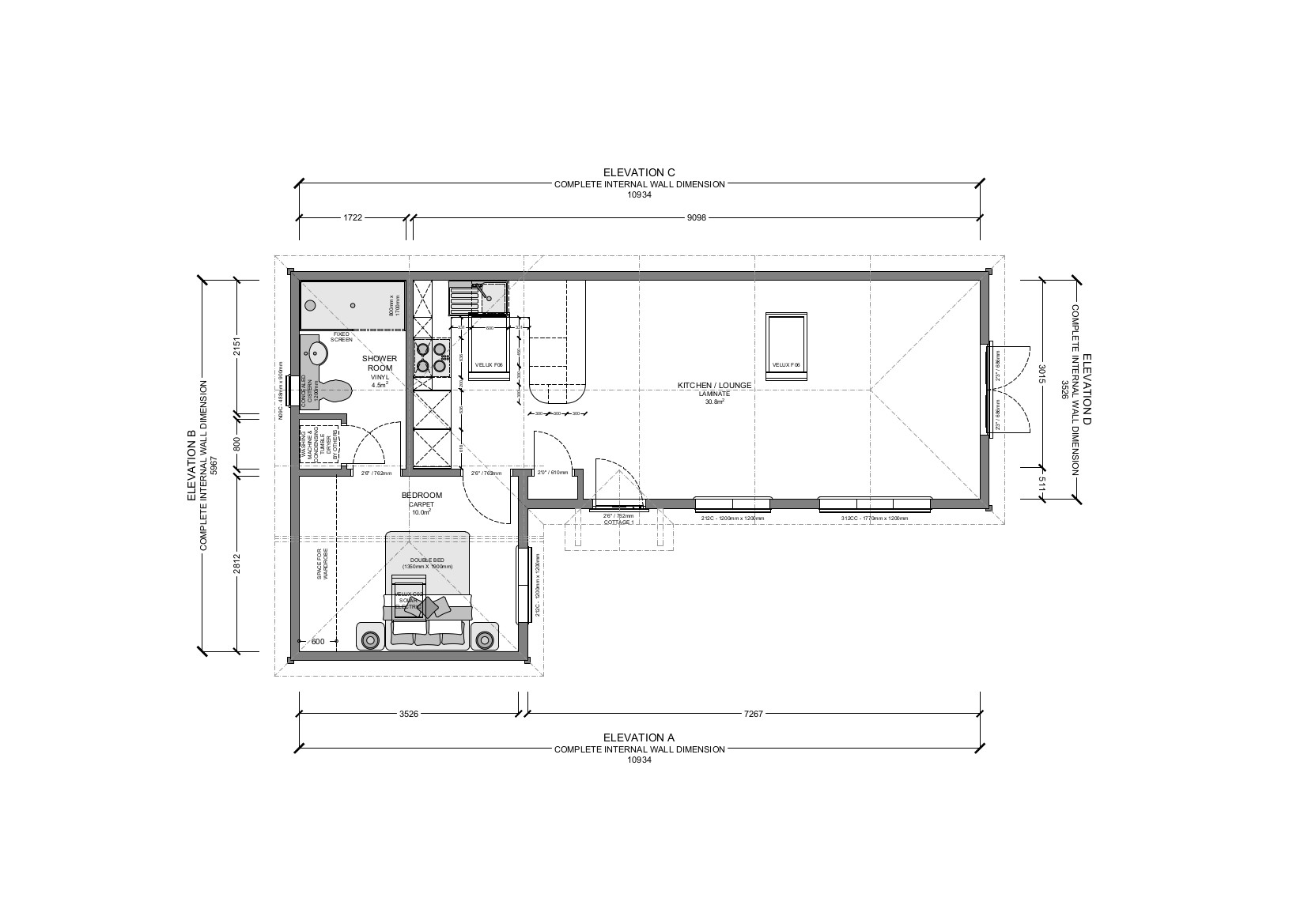 One Bedroom L Shape 3 6m X 10 9m Ref 01 LH 1 Homelodge One Bedroom L Shape 3 6m X 10 9m Ref 01 LH 1 Homelodge