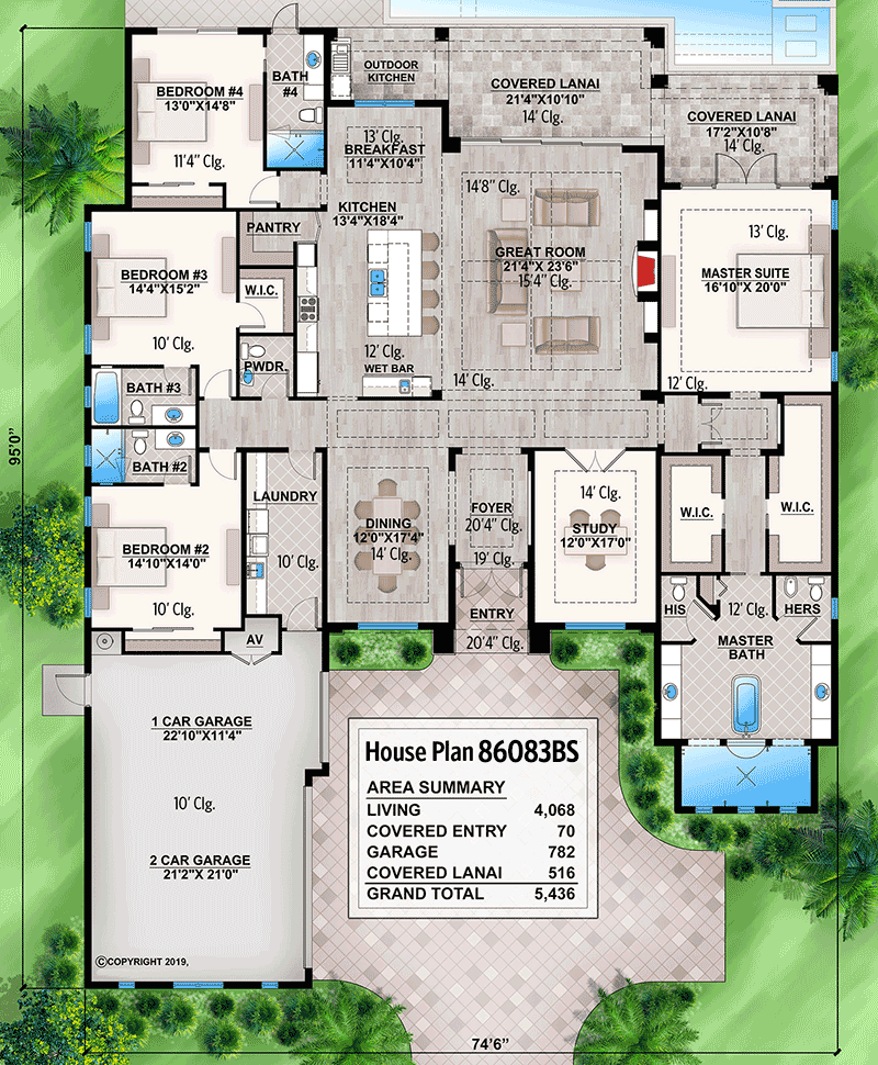 One Level Beach House Plan With Open Concept Floor Plan 86083BS Architectural Designs House Plans
