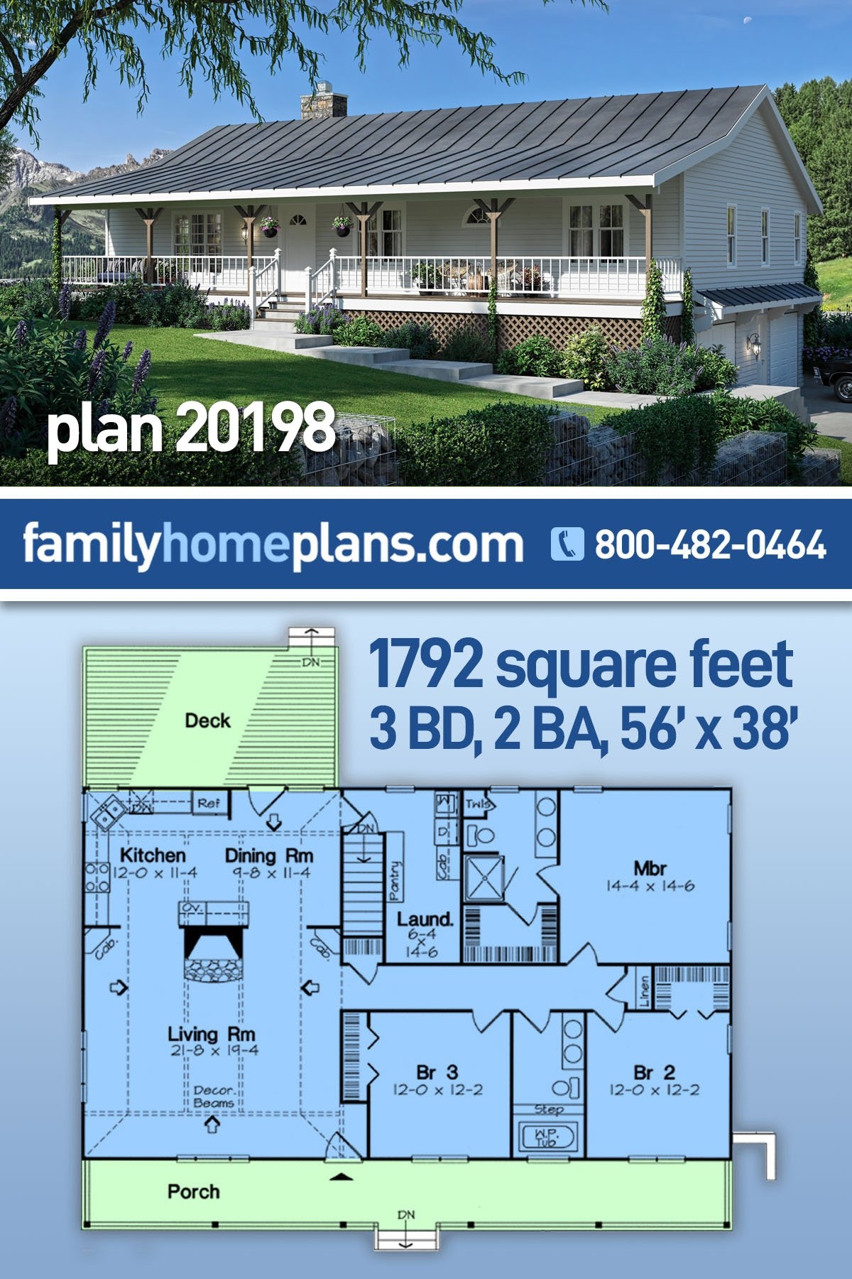 Plan 20198 Rambler Style Ranch Floor Plan With Drive Under Gara
