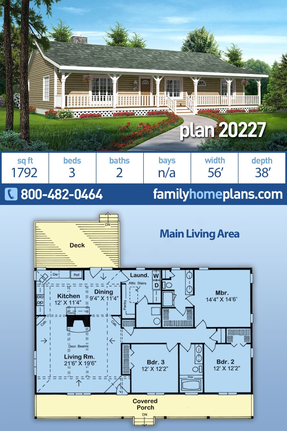 Plan 20227 Simple House Plan A 3 Bedroom Ranch Home Design At