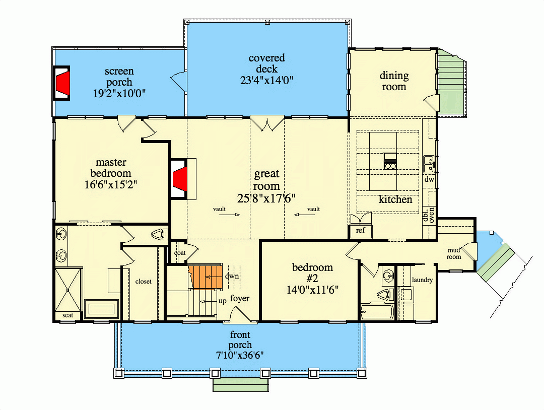 Plan 29902RL Farm Style House Plan Designed For Rear View Lots With Open Breezeway And A 2 Car Garage