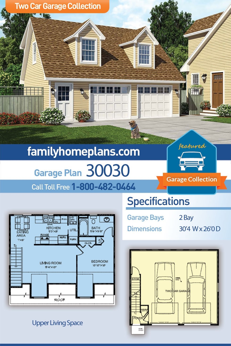 Plan 30030 Garage Apartment Two Car Detached Garage Plan With Plan 30030 Garage Apartment Two Car Detached Garage Plan With