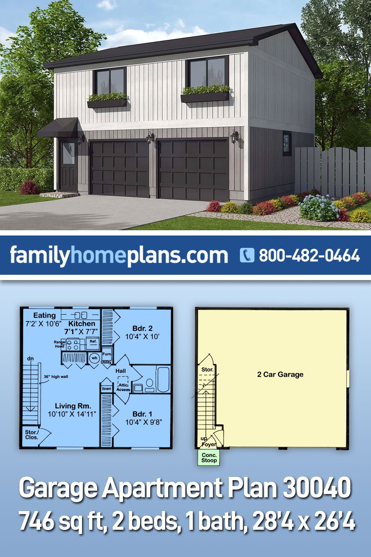 Plan 30040 2 Bedroom Carriage House Plan Offering 746 Sq Ft 2 Plan 30040 2 Bedroom Carriage House Plan Offering 746 Sq Ft 2