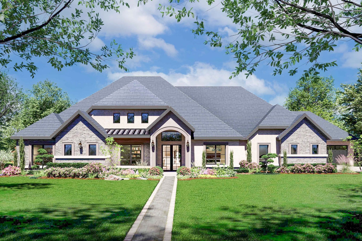 Plan 36710TX 4 Bed Modern Acadian House Plan With Outdoor Living Space 4096 Sq Ft
