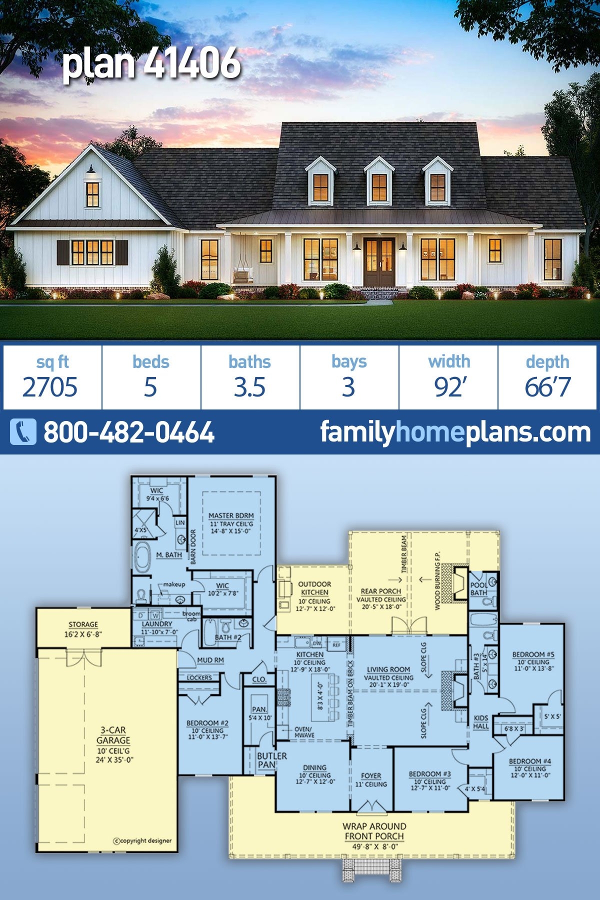 Plan 41406 Country Farmhouse Plan With Large Porches Plan 41406 Country Farmhouse Plan With Large Porches