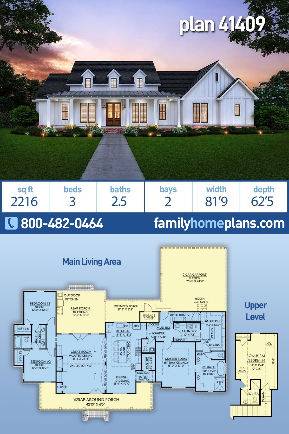 Plan 41409 Modern Farmhouse Plan 41409 Is 2216 Sq Ft 3 Bedroom Plan 41409 Modern Farmhouse Plan 41409 Is 2216 Sq Ft 3 Bedroom