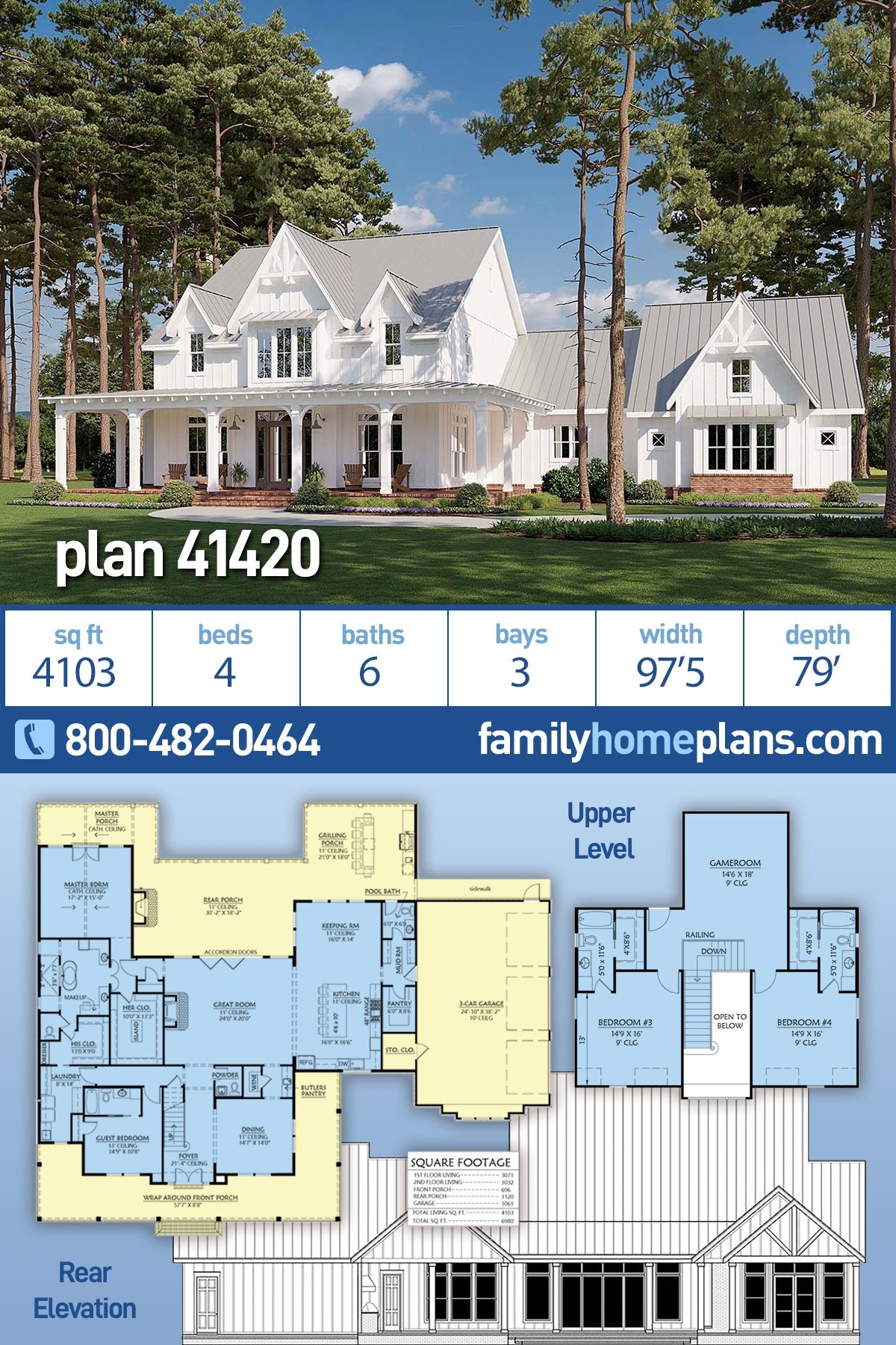 Plan 41420 Luxury Farmhouse With Outdoor Living Space 4103 Sq Plan 41420 Luxury Farmhouse With Outdoor Living Space 4103 Sq