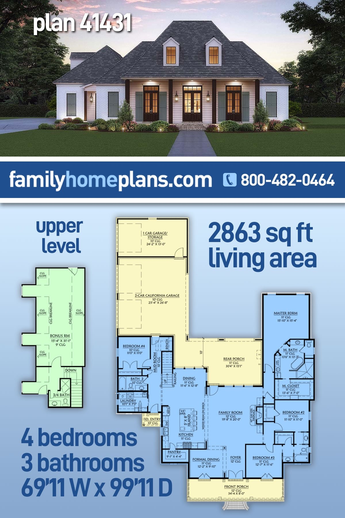 Plan 41431 Colonial Style Home Plan With 3 Car Garage Plan 41431 Colonial Style Home Plan With 3 Car Garage