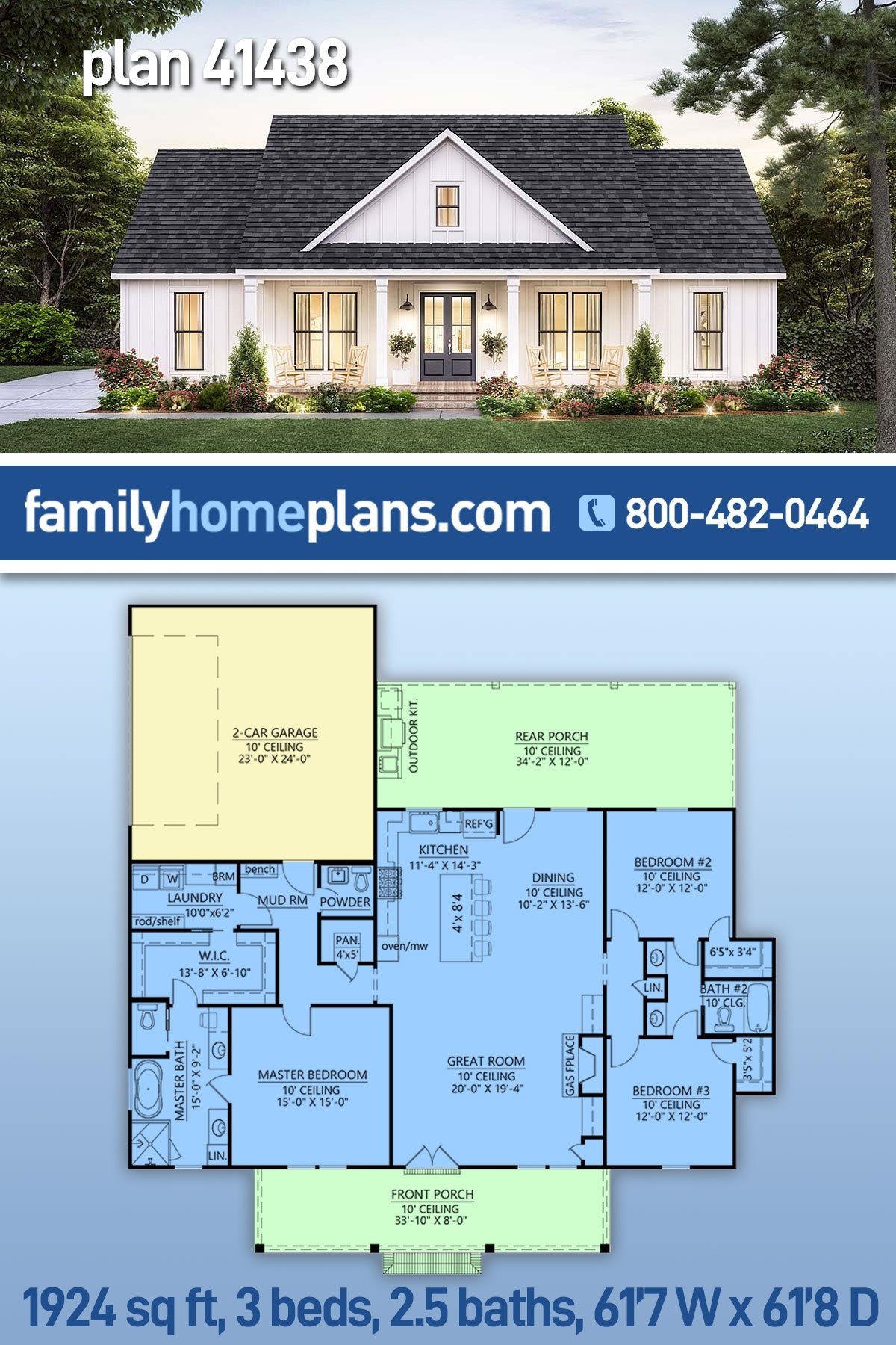 Plan 41438 Country Style Home Plan With Functional Design 1924 Plan 41438 Country Style Home Plan With Functional Design 1924