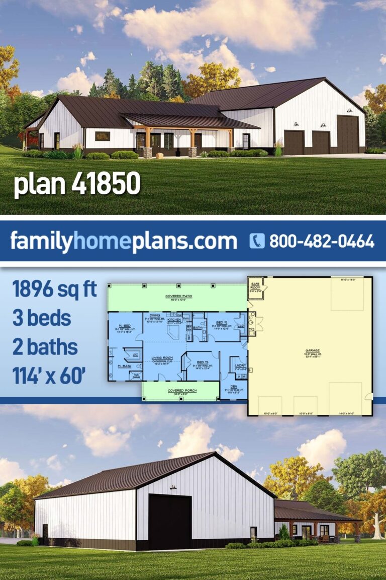 Plan 41850 Barndominium Style Design With Over 3 000 SQ FT Shop