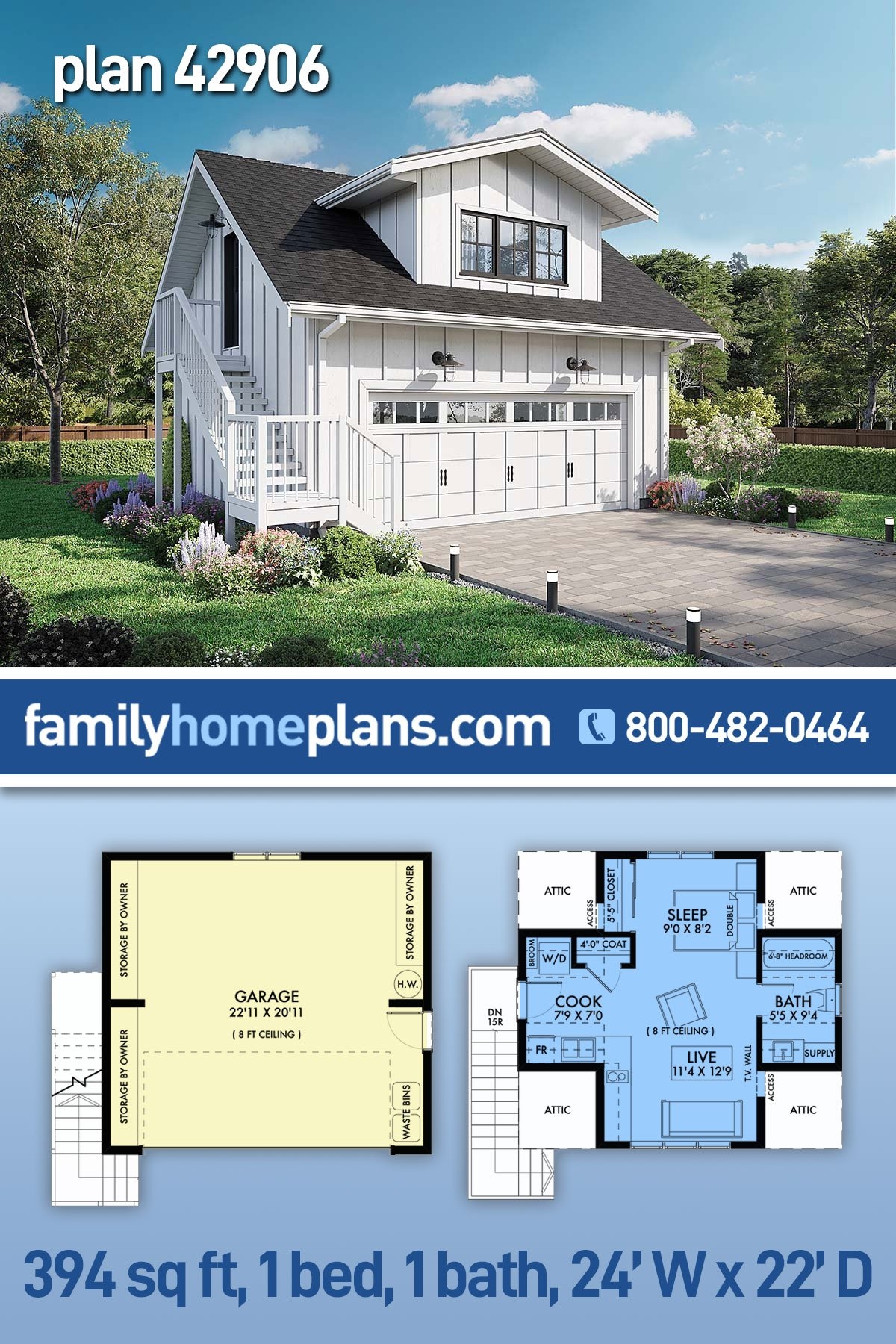 Plan 42906 Modern Farmhouse Garage Apartment Plan